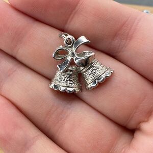 Vintage 925 Sterling Silver Christmas Wedding Bells Bracelet Charm